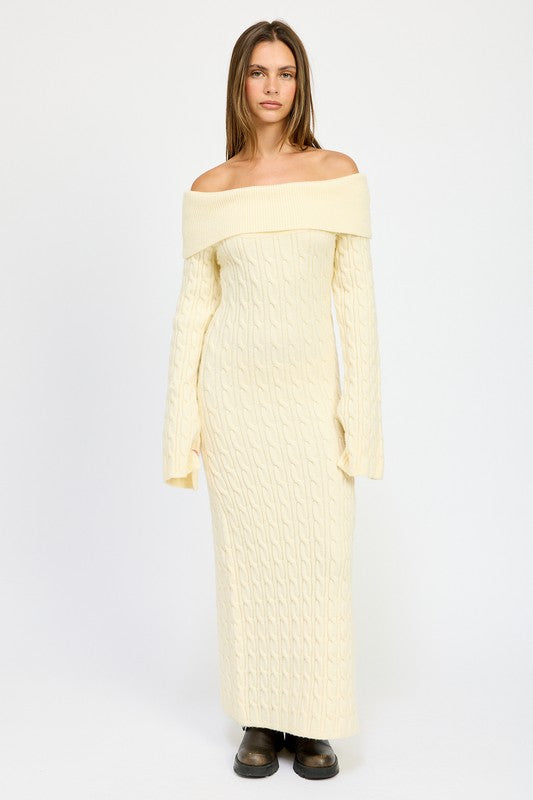 Off Shoulder Cable Maxi Dress